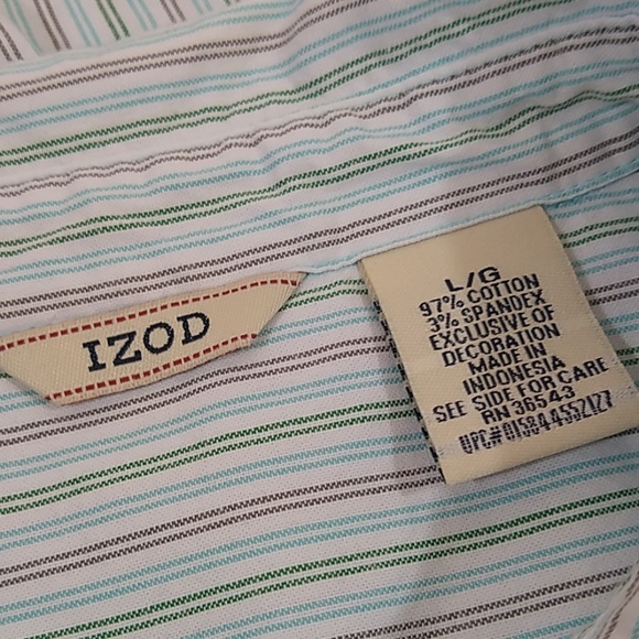 Pin Striped Izod Button Up Long Sleeve Shirt - Picture 7 of 8